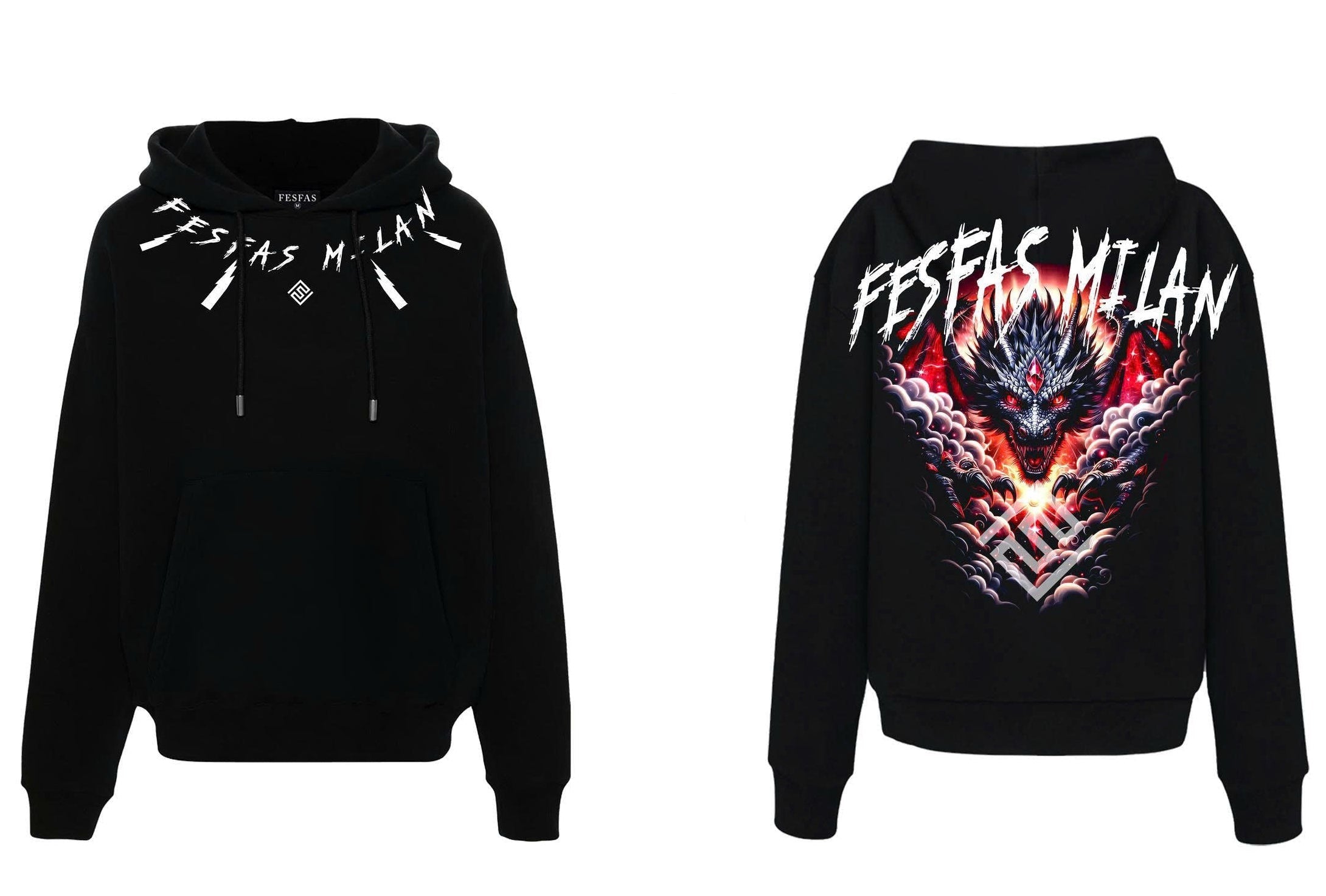 FesFas tattoos-print Hoodie | Black | Men