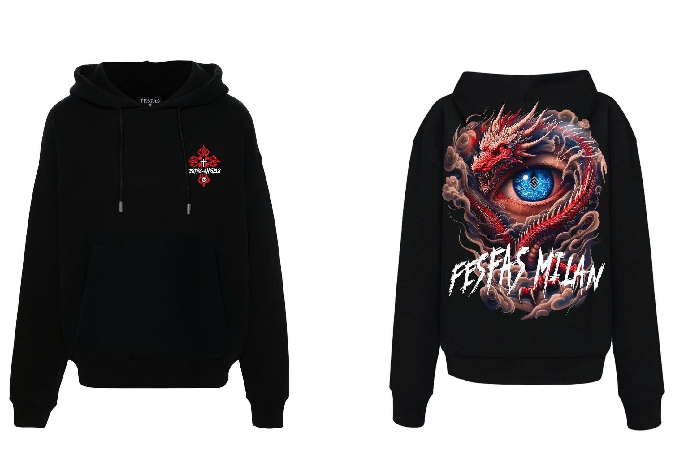 FesFas tattoos-print Hoodie | Black | Men
