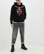 FesFas fire demon-print Hoodie | Black | Men