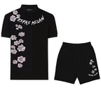 FesFas flowers-print | Bộ Polo | Nam | Màu Đen