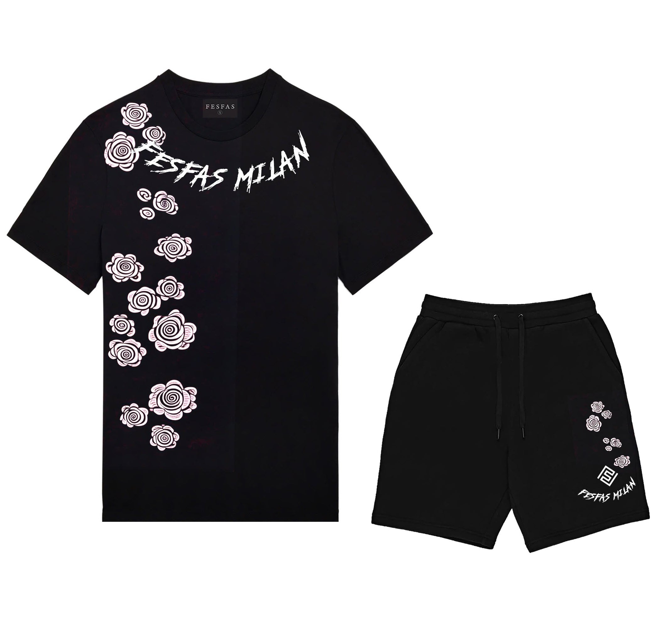 FesFas flowers-print | Bộ T-Shirt | Nam | Màu Đen