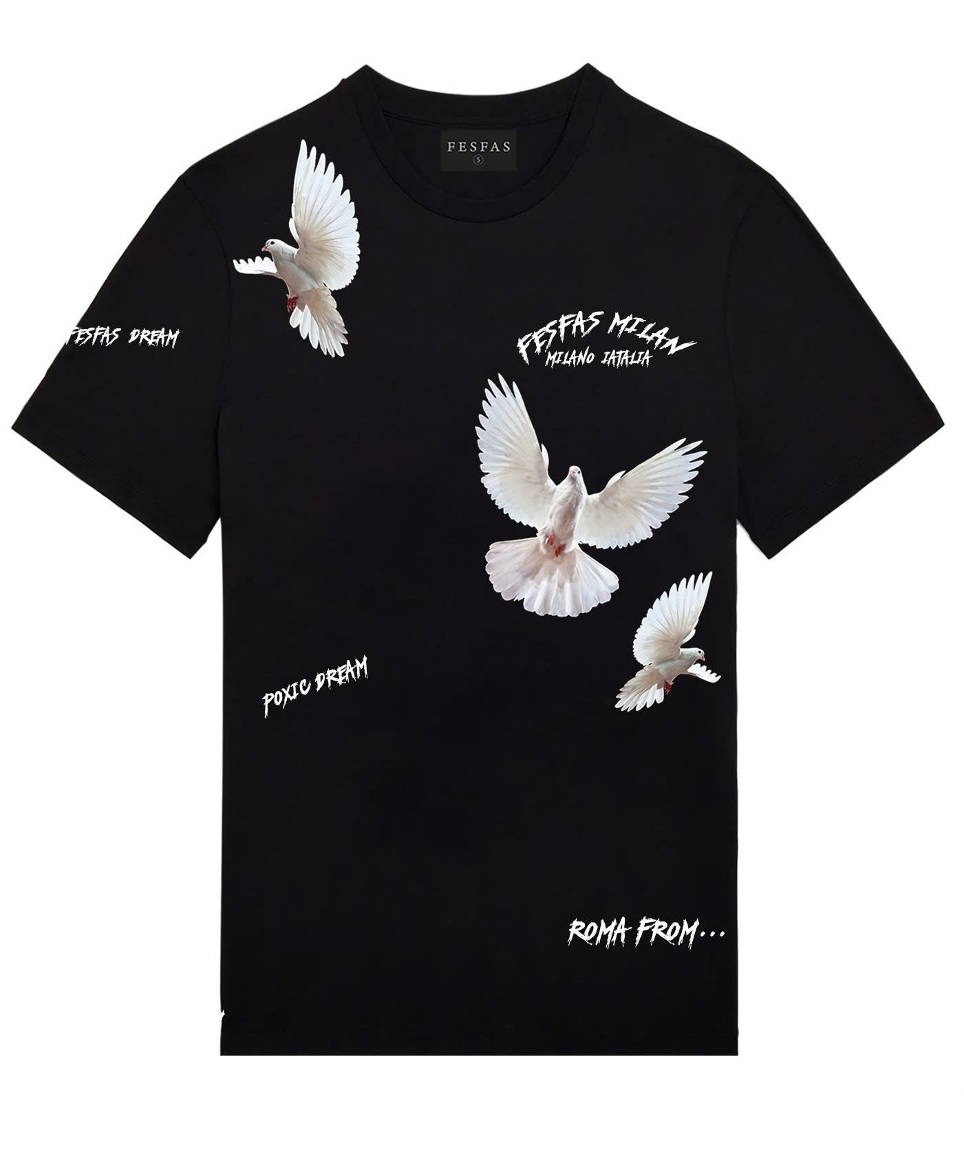 FesFas pigeons-print | Áo Thun | Nam | Màu Đen