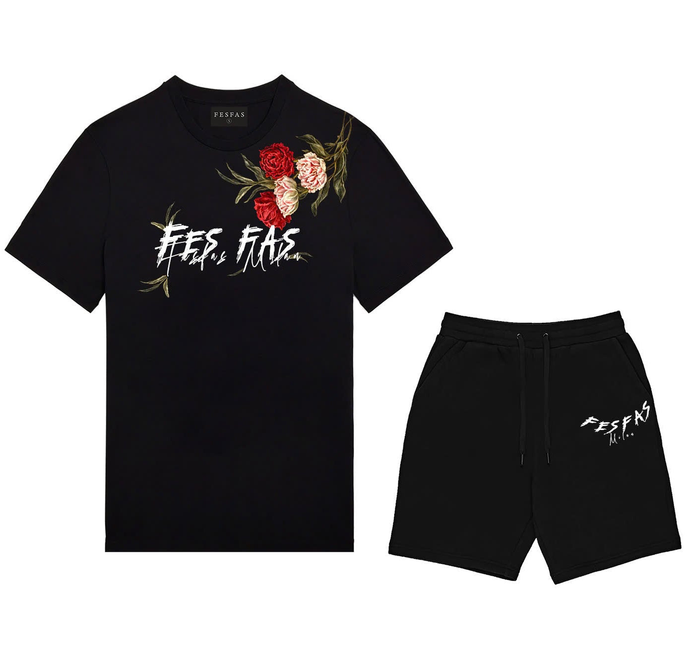 FesFas flowers-print | Bộ T-Shirt | Nam | Màu Đen