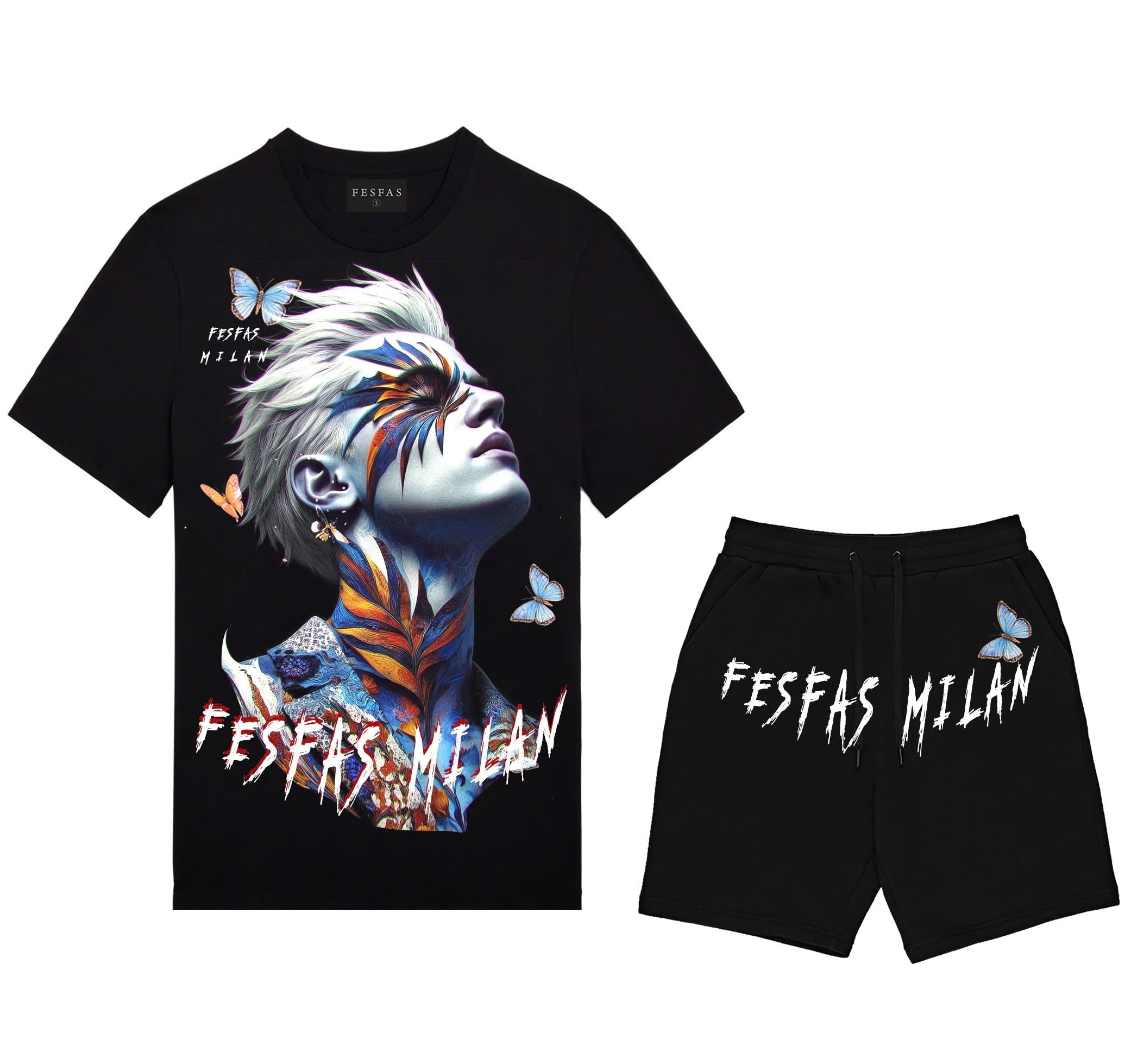 FesFas butterflies-print | Bộ T-Shirt | Nam | Màu Đen